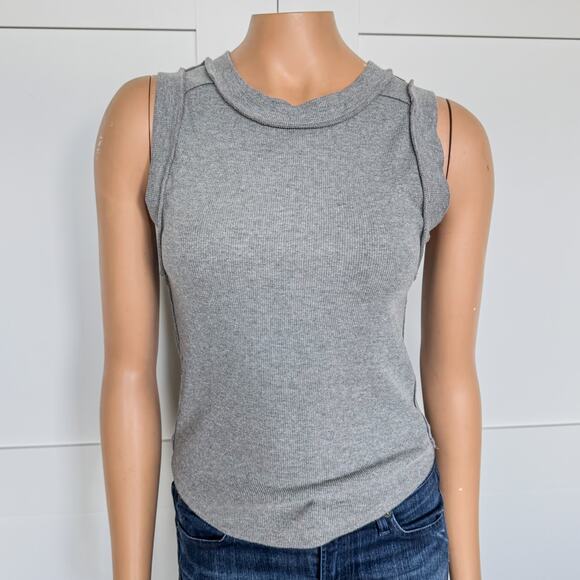 We The Free, Heather Grey Kate Tank, Ribbed Stretch Cotton, Women’s Medium - Picture 1 of 9